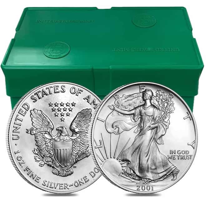 Monster Box of 500 - 2001 1 oz Silver American Eagle $1 Coin BU