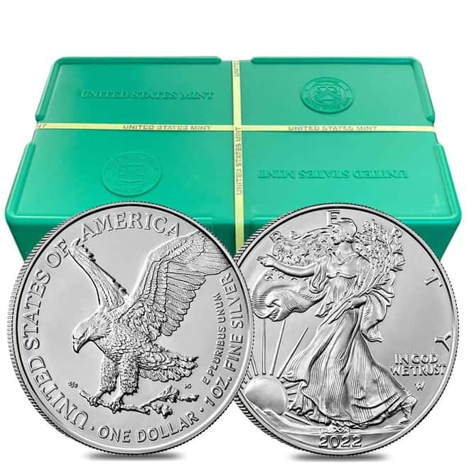 Roll of 20 - 2022 1 oz Silver American Eagle $1 Coin BU (Lot, Tube of 20)