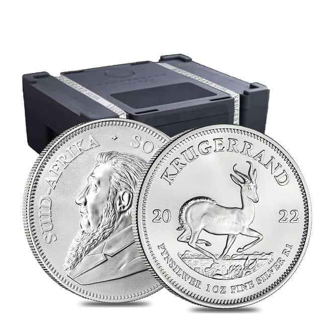 Monster Box of 500 - 2022 South Africa 1 oz Silver Krugerrand BU (20 Roll, Tube, Lot of 25)