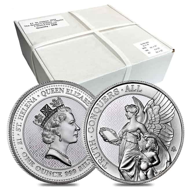 Lot of 20 - 2022 St. Helena 1 oz Silver The Queen's Virtues - Truth Coin .999 Fine BU (Tube, Lot of 20)