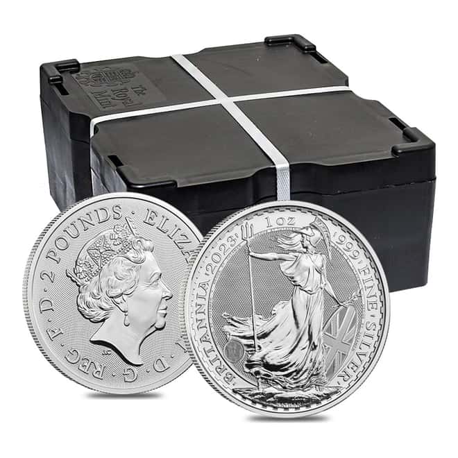 Roll of 25 - 2023 Great Britain 1 oz Silver Britannia Coin .999 Fine BU (Lot, Tube of 25)
