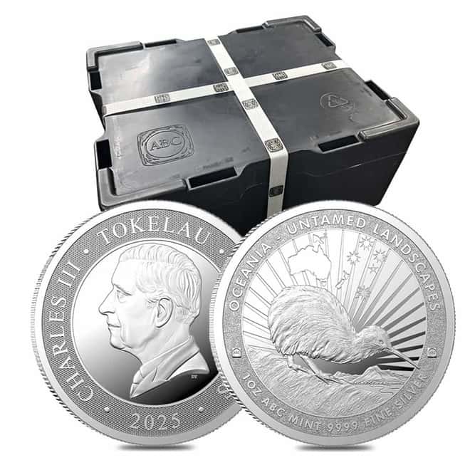 Tube of 25 - 2025 Tokelau 1 oz Kiwi Untamed Landscapes Silver Coin BU
