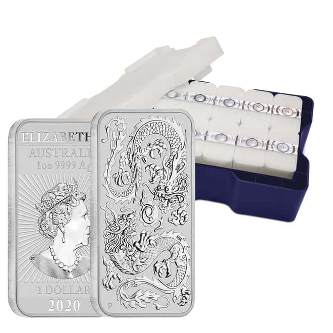 2020 1 oz Silver Australian Dragon Coin Bar $1 BU