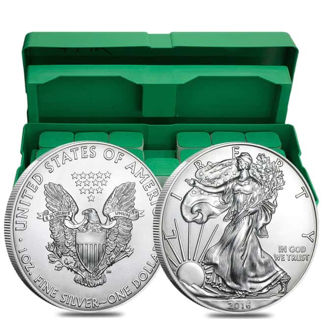 Monster Box of 500 - 2016 1 oz Silver American Eagle $1 Coin BU (25 Roll,Tube,Lot of 20)