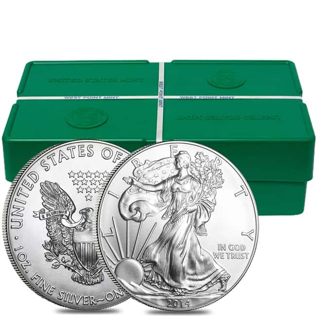 2014 1 oz Silver Eagle Gem Brilliant Uncirculated (500-Coin Mint Sealed Monster Box)