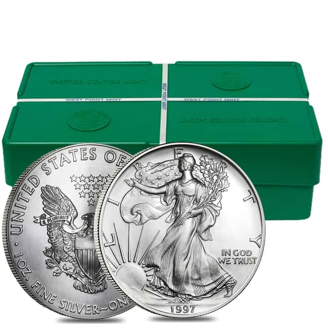 Roll of 20 - 1997 1 oz Silver American Eagle $1 Coin BU (Lot, Tube of 20)