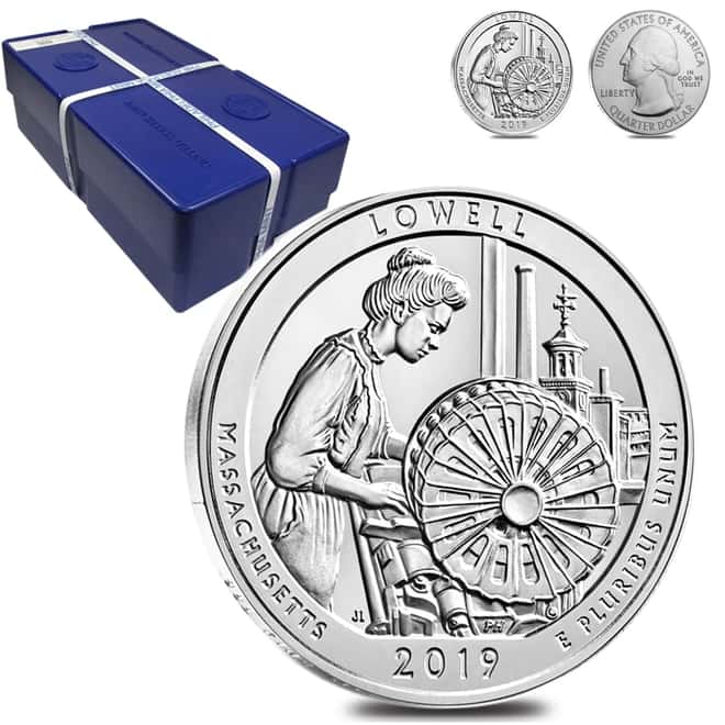 2019 5 oz Silver America the Beautiful ATB Massachusetts Lowell National Historical Park Coin