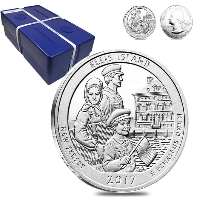 2017 5 oz Silver America the Beautiful ATB New Jersey Ellis Island (Statue of Liberty National Monument) Coin 