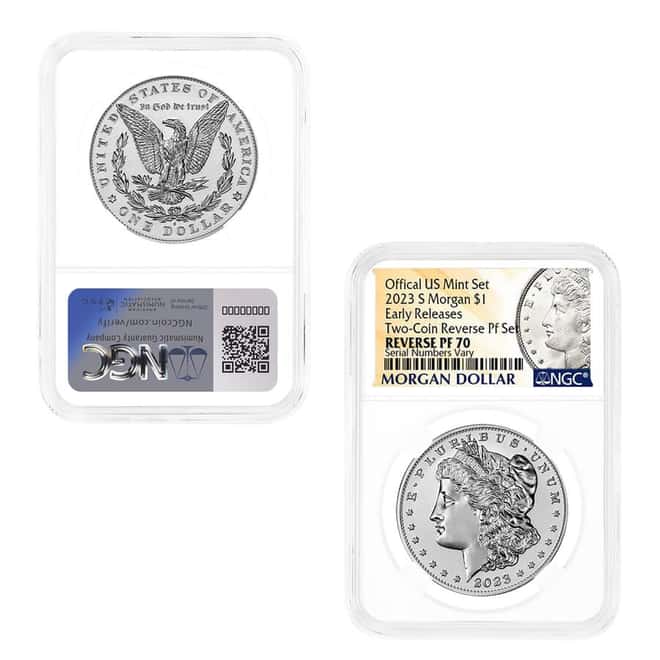 2023-S Morgan and Peace Silver Dollar Reverse Proof 2-Coin Set NGC PF 70 ER (Morgan/Peace Label)