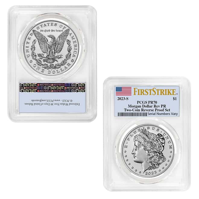 2023-S Morgan and Peace Silver Dollar Reverse Proof 2-Coin Set PCGS PF 70 FS