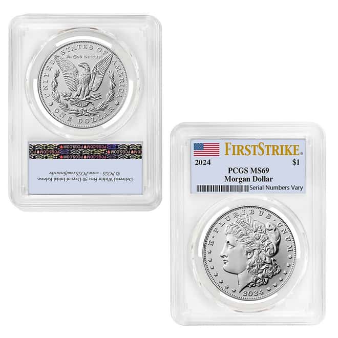 2024 Morgan and Peace Silver Dollar 2-Coin Set PCGS MS 69 FS