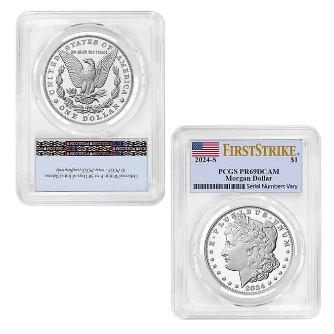 2024-S Morgan and Peace Silver Dollar Proof 2-Coin Set PCGS PF 69 FS