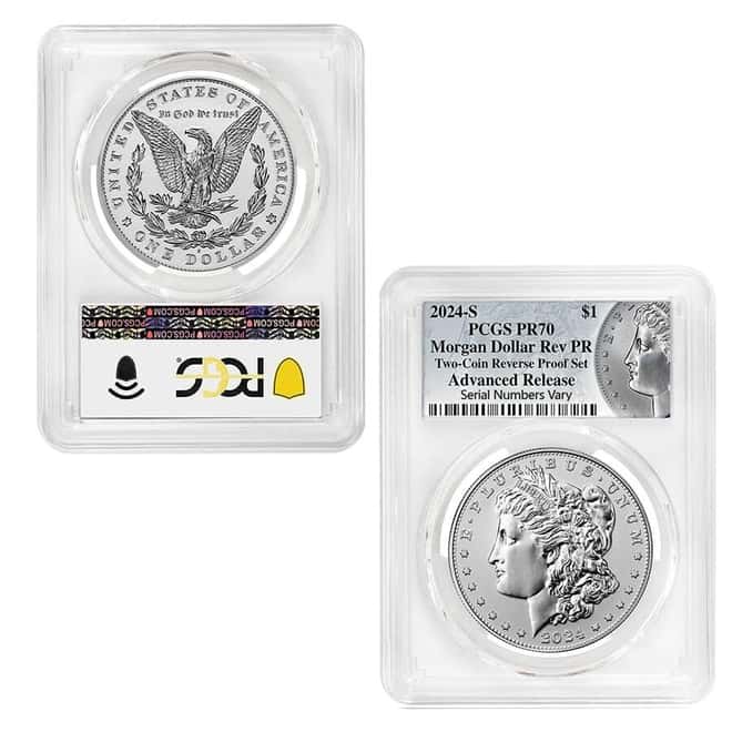 2024-S Morgan and Peace Silver Dollar Reverse Proof 2-Coin Set PCGS PF 70 AR (Morgan/Peace)