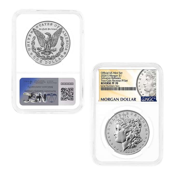 2024-S Morgan and Peace Silver Dollar Reverse Proof 2-Coin Set NGC PF 70 AR (Morgan/Peace)