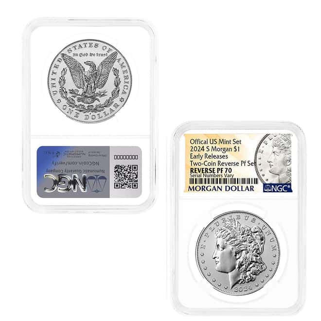2024-S Morgan and Peace Silver Dollar Reverse Proof 2-Coin Set NGC PF 70 ER (Morgan/Peace)