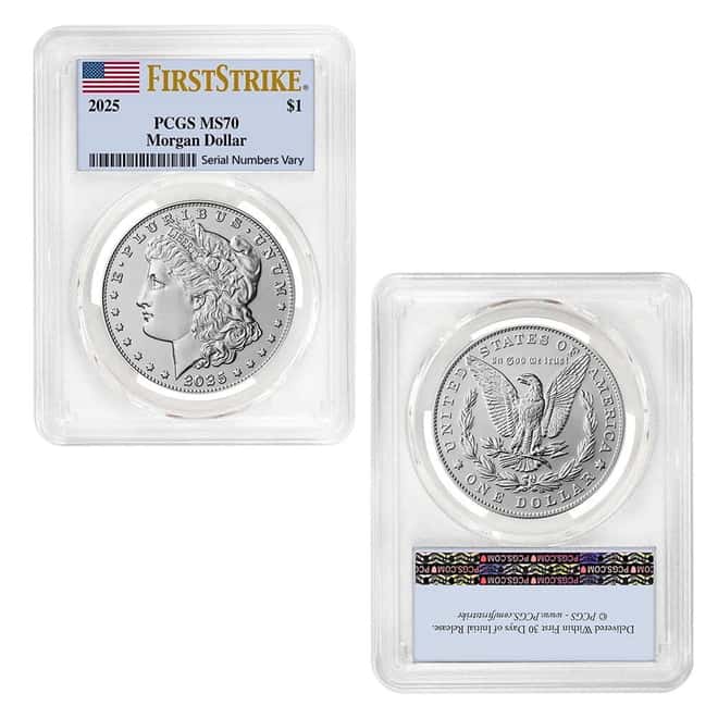 2025 Morgan and Peace Silver Dollar 2-Coin Set PCGS MS 70 FS