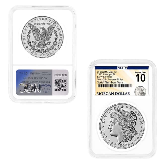 2023-S Morgan / Peace Silver Dollar Reverse Proof 2-Coin Set NGCX PF 10 ER (Morgan/Peace Label)