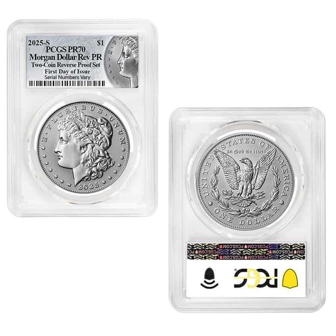 2025-S Morgan and Peace Silver Dollar Reverse Proof 2-Coin Set PCGS PF 70 FDOI (Morgan/Peace)