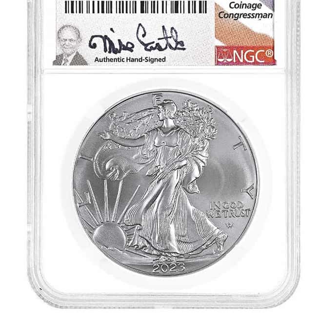 2023 1 oz Silver American Eagle NGC MS 70 FDOI (Castle)