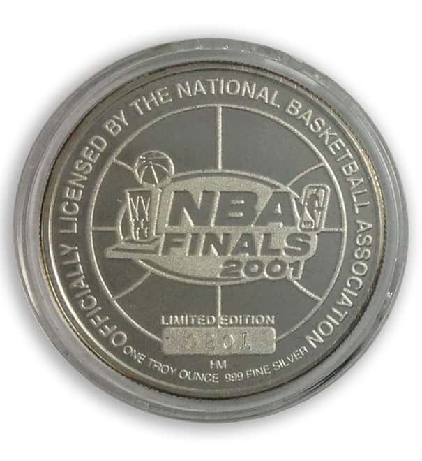 NBA FINALS 2001 1 oz .999 Fine Silver Limited Edition Commemorative Medallion W/ Box & COA