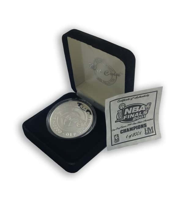 NBA FINALS 2001 1 oz .999 Fine Silver Limited Edition Commemorative Medallion W/ Box & COA