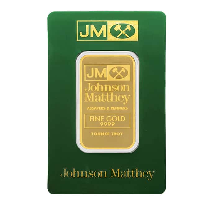 New - 1 oz Johnson Matthey Gold Bar .9999 Fine (in Assay)