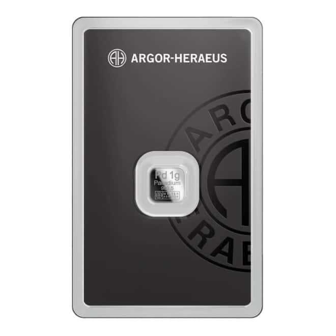 1 Gram Argor Heraeus Palladium Bar .9995 Fine (New Design in Assay)