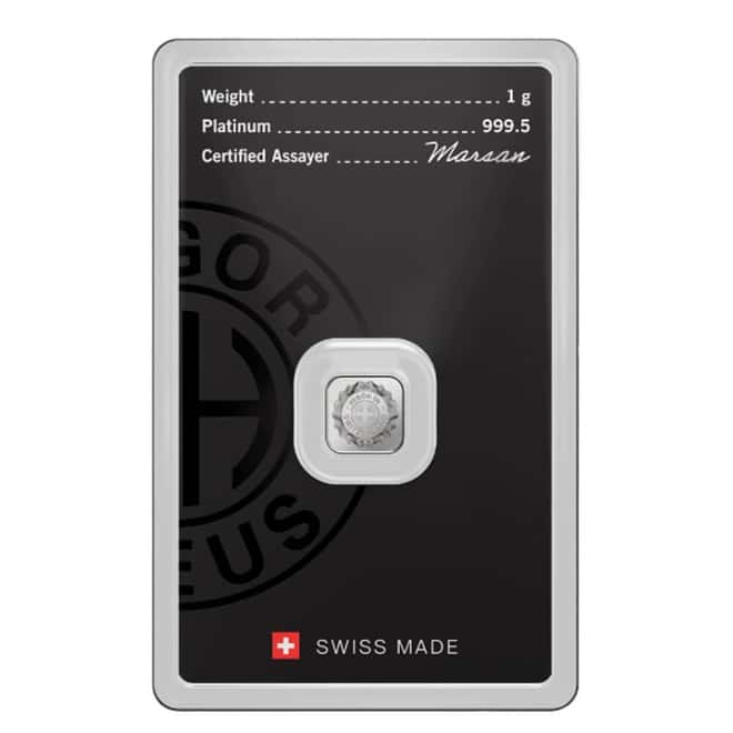 1 Gram Argor Heraeus Platinum Bar .9995 Fine (New Design in Assay)