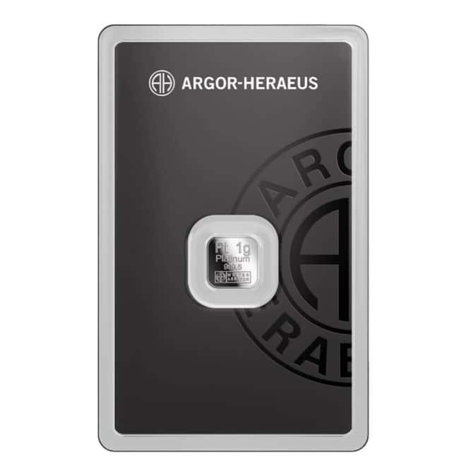 1 Gram Argor Heraeus Platinum Bar .9995 Fine (New Design in Assay)
