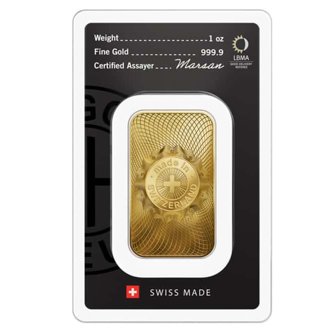 1 oz Argor Heraeus Gold Bar .9999 Fine (New Design in Assay)