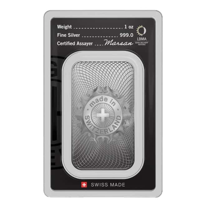 1 oz Argor Heraeus Silver Bar .999 Fine (New Design in Assay)