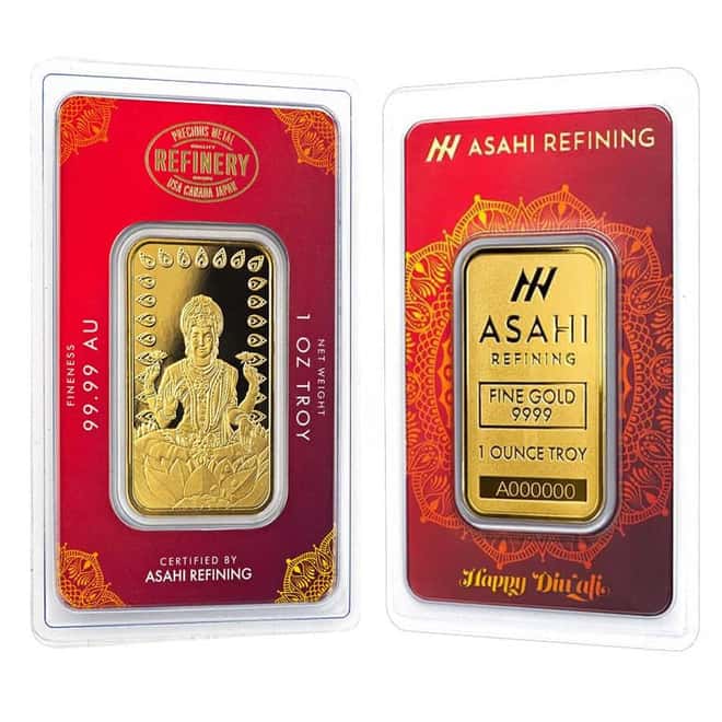 1 oz Asahi Diwali Gold Bar .9999 Fine (in Assay)