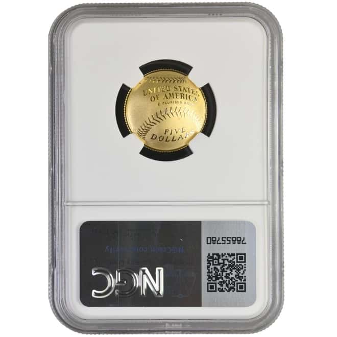 2014-W National Baseball Hall of Fame $5 Proof Gold Coin NGC PF 69