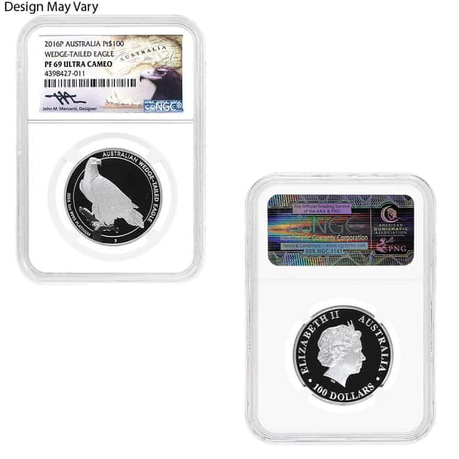 1 oz Proof Platinum Australian Wedge-Tailed Eagle Perth Mint NGC / PCGS PF 69 (Random Year)