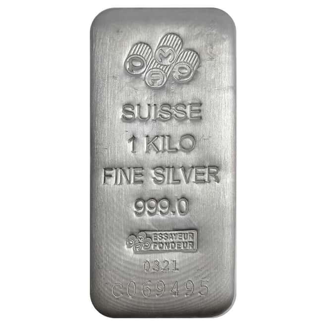 NO ASSAY - 1 Kilo PAMP Suisse Silver Cast Bar .999 Fine