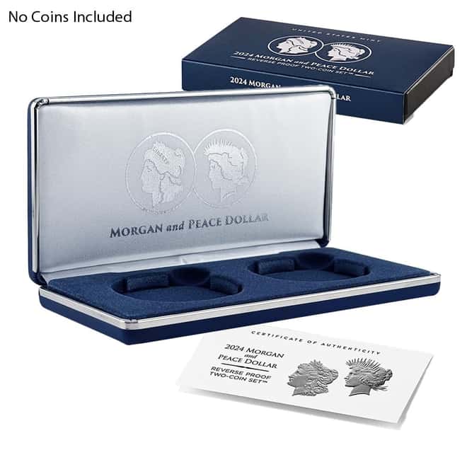 NO COIN - 2024-S Morgan and Peace Silver Dollar Reverse Proof 2-Coin Set (OEM Box & COA)