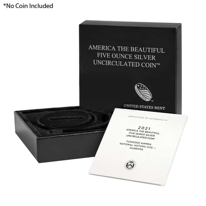 NO COIN - 2021-P 5 oz Silver America the Beautiful ATB Alabama Tuskegee Airmen National Historic Site Uncirculated Coin (OEM Box & COA)