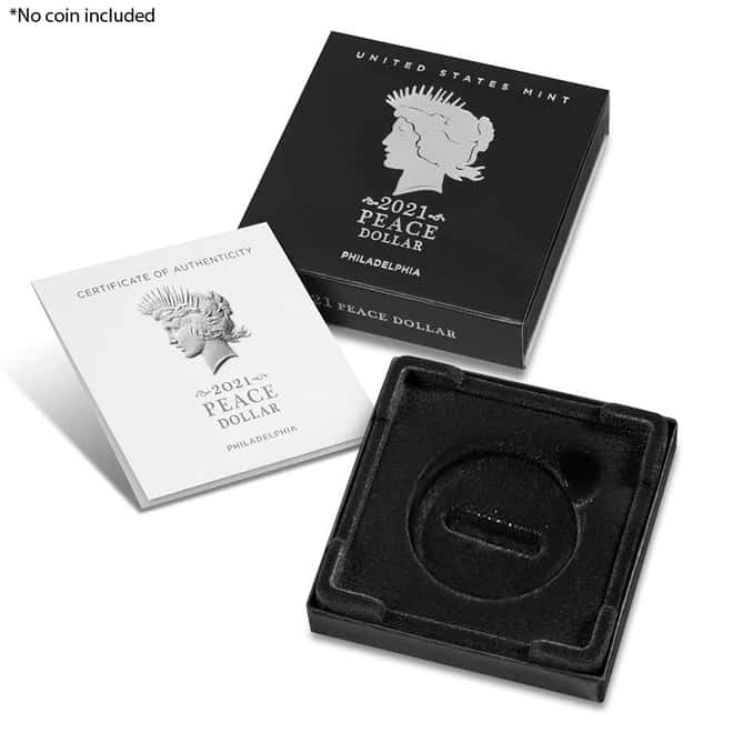 NO COIN - 2021 Peace Silver Dollar Centennial Coin 100th Anniversary (OEM Box & COA)