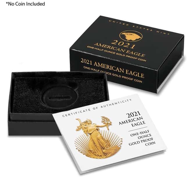 NO COIN - 2021-W 1/2 oz Proof Gold American Eagle Type 2 (OEM Box & COA)