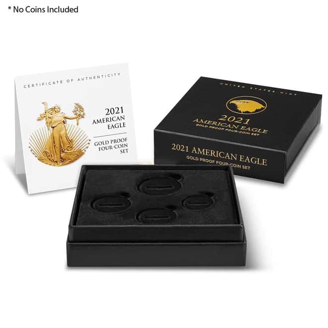 NO COIN - 2021-W 1.85 oz Proof Gold American Eagle Type 2 4-Coin Set (OEM Box & COA)