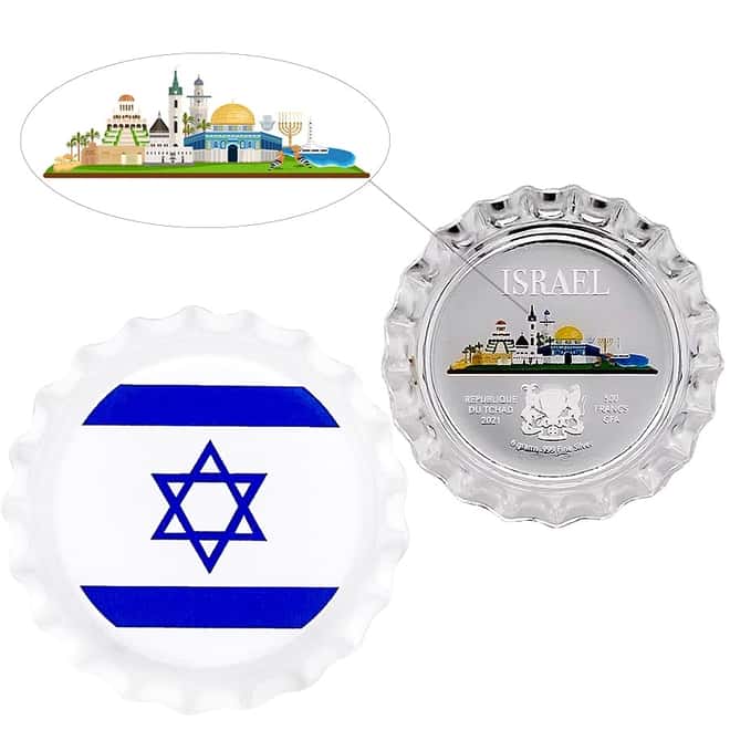 2021 Chad 6 gram World Landmarks - Israel Bottle Cap Proof Silver Coin .999 Fine (w/Box)