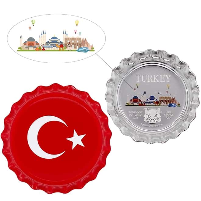 2021 Chad 6 gram World Landmarks - Turkey Bottle Cap Proof Silver Coin .999 Fine (w/Box)