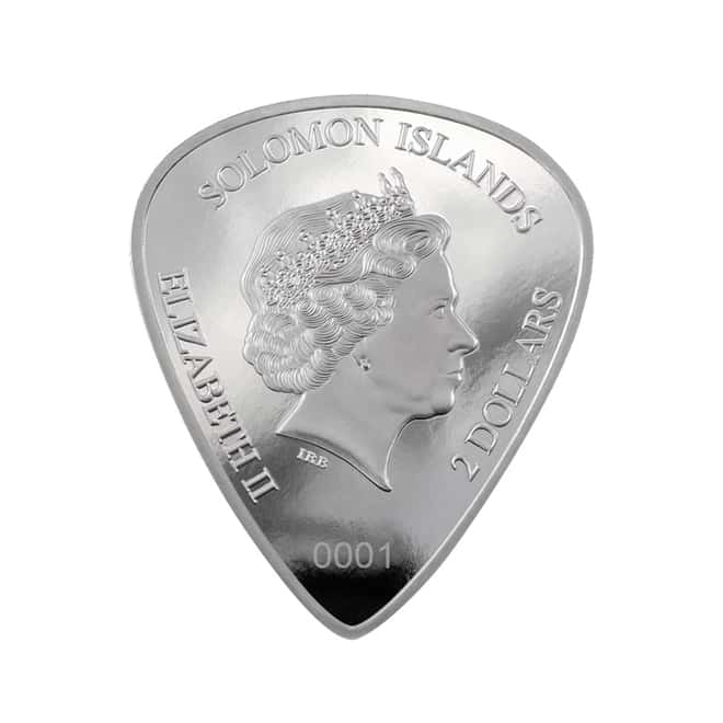 2021 1 oz Silver Fender Guitar Pick 75th Anniv Solomon Islands $2 Coin .9999 Fine (w/Box)