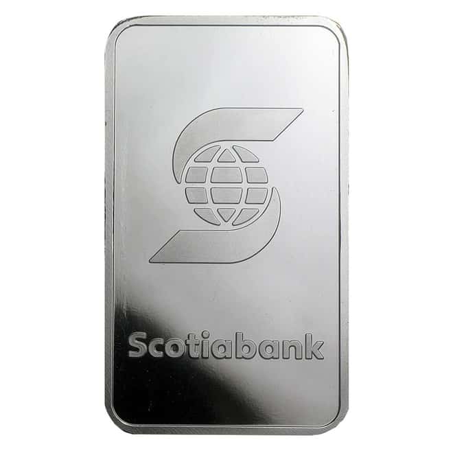 1 oz Platinum Bar - Scotiabank Valcambi Suisse .999+ Fine (In Assay) 