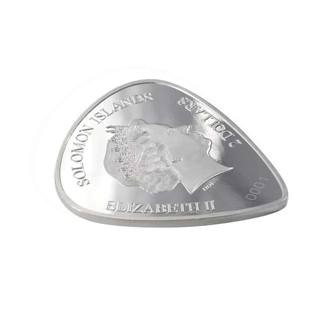 2021 1 oz Silver Fender Guitar Pick 75th Anniv Solomon Islands $2 Coin .9999 Fine (w/Box)