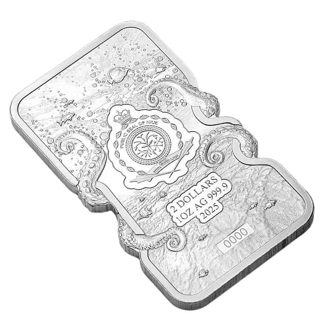 2025 1 oz PAMP Suisse Nature's Grip Giant Octopus Silver Coin Bar .9999 Fine