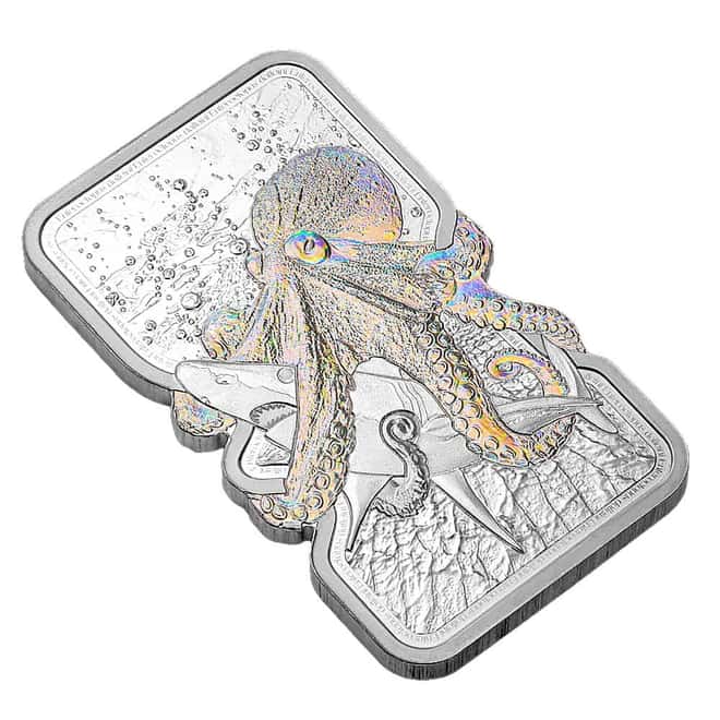 2025 1 oz PAMP Suisse Nature's Grip Giant Octopus Silver Coin Bar .9999 Fine
