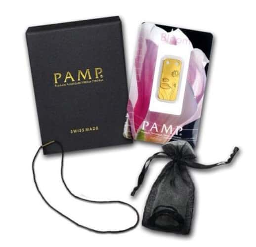 1/5 oz PAMP Suisse Water Lily Proof Gold Ingot Pendant