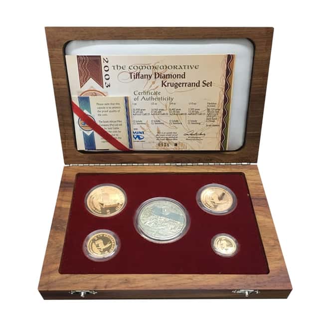 2003 South African Krugerrand Tiffany Diamond Commem 5-Coin Proof Set (w/Box & COA)