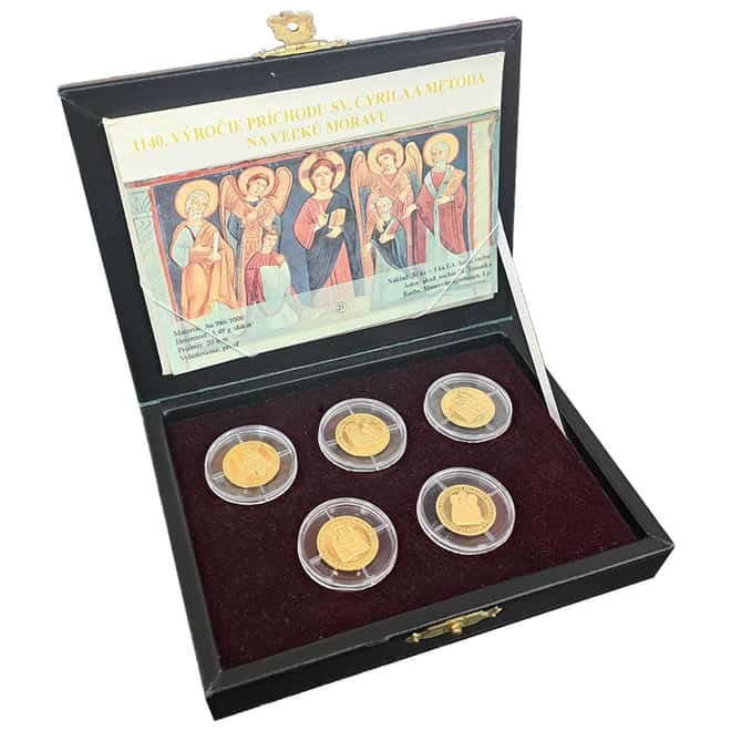 0.55 oz Proof Gold Slovakia St. Cyril 10th Ann. Ducat 5-Coin Set
